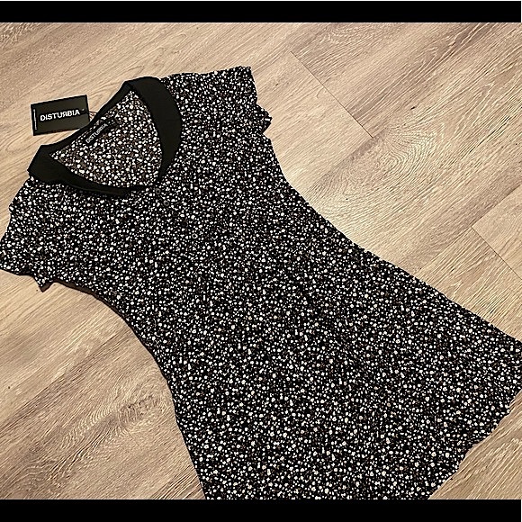 🦋 DISTURBIA (NWT) • Collared Floral Mini Dress • Size Small / US4 / Size UK8 - Picture 14 of 15